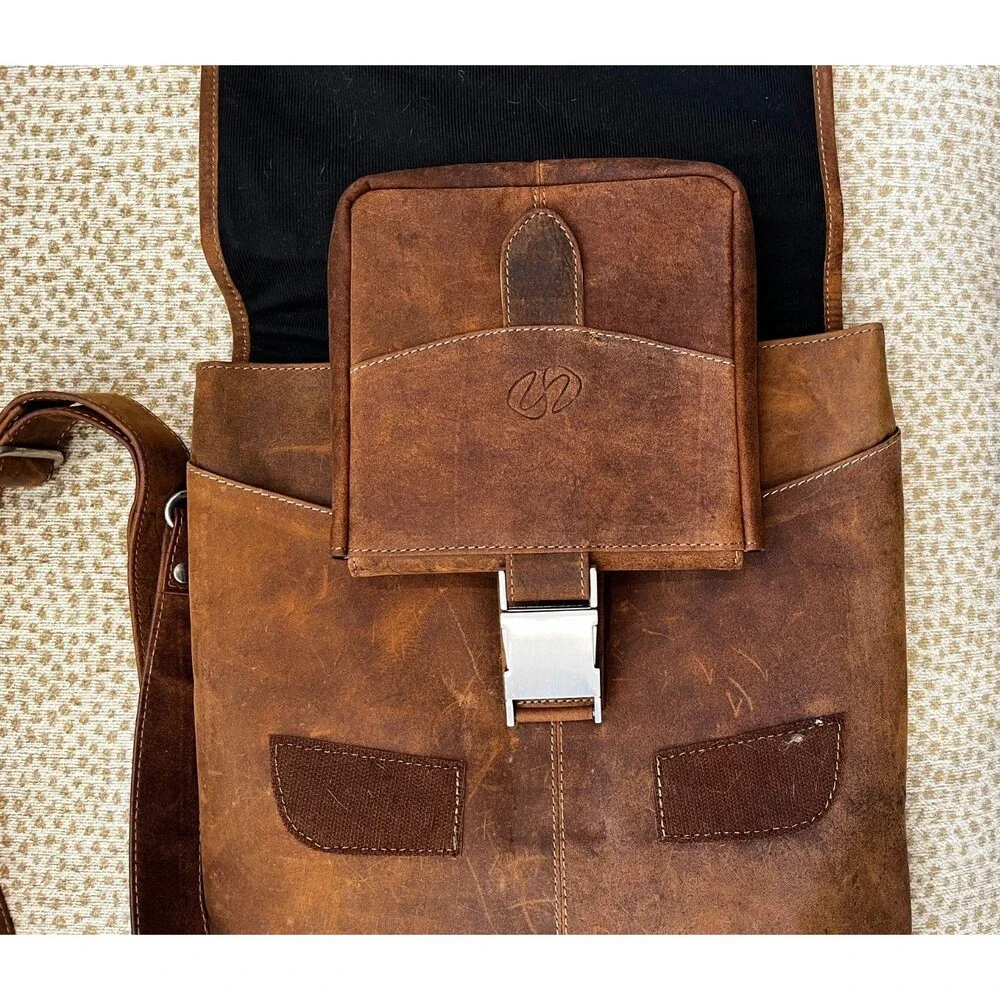SANTORO Michael Designs The Flight Jacket iPad Mac Case Brown Leather 2 Straps